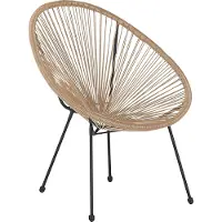Beliani Fauteuil d'extérieur en rotin artificiel naturel chaise ronde pour balcon terrasse design moderne