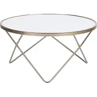 Beliani Table basse Verre trempé blanc, fermoirs en métal doré, formes rondes