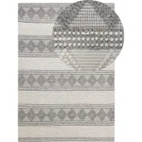 Beliani Tapis en laine beige / gris 160 x 230 cm motifs géométriques tapis court BOZOVA (160 x 230 cm)