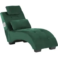 Beliani Chaise longue en velours vert avec port USB et haut-parleur bluetooth SIMORRE