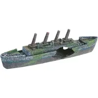 Flamingo Titanic Aquarium Decoration Vert 37.5 x 6 x 10 cm