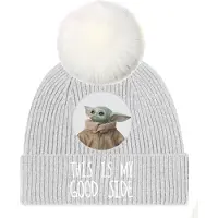 Heroes Star Wars: The Mandalorian - Bonnet à pompon Gris et Blanc This is my Good Side