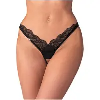 Obsessive - string femme transparent dentelle - noir