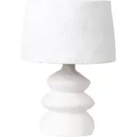 Beliani Lampe à poser blanche en papier mâché argile fait main lampe de table de nuit style moderne chambre à coucher