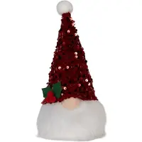 Clayre & Eef Décoration de Noël avec éclairage LED Nain 10x10x25 cm Rouge Synthétique