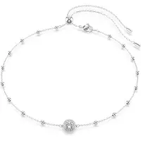 Swarovski Una Angelic Halskette Rundschliff Doppelseitige Motive Weiss Rhodiniert, (Rhodié, 48 cm)