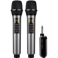 INF Microphone sans fil Bluetooth Reverb avec câble de port Android, pack de 2 Black