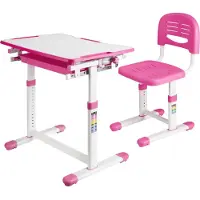 En.casa Set de bureau pour enfant 'Sala' 2 pièces Table pour enfant avec chaise Rose