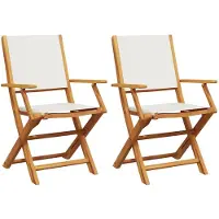 vidaXL Chaises de jardin 2 pcs. Blanc crème Bois massif Acacia & Tissu