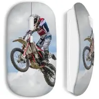 MANIACASE Souris sans fil - - Motocross - Couleur blanche - Clé USB incluse - Compatible Mac et PC