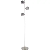 Beliani Lampadaire Acier argenté Verre 3 abat-jours ronds fumés Design glamour moderne Éclairage du salon
