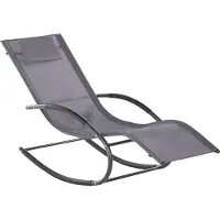 Beliani Chaise longue de jardin, assise et dossier en maille grise avec appui-tête, structure en acier, style moderne