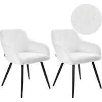 Beliani Lot de 2 chaises bouclettes blanc crème en style moderne mobilier pour salle à manger salon cuisine