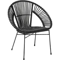 Beliani Chaise en rotin noir Rotin/métal Intérieur Moderne