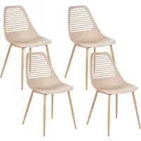 Beliani Ensemble de 4 chaises de salle à manger beige assise synthétique pieds en métal assise moderne simple minimaliste