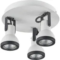 Beliani Plafonnier métal blanc et noir avec 3 ampoules bras orientable abat-jour conique spot lumineux rond