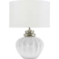 Beliani Lampe à poser crème céramique blanche 45 cm abat-jour tissu vase avec interrupteur classique