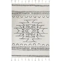 Beliani Tapis coton blanc / noir 140 x 200 cm à poils courts KHOURIBGA (140 x 200 cm)
