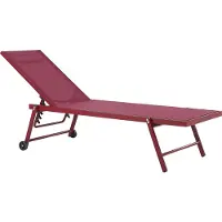 Beliani Chaise longue de jardin rouge avec roulettes housse en filet aluminium dossier réglable moderne balcon jardin terrasse