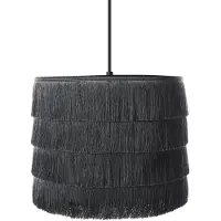 Beliani Suspension en tissu polyester noir, abat-jour à franges, design moderne, éclairage du salon