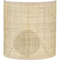Beliani Applique en rotin naturel 22 cm abat-jour demi-tambour lampe de table chambre salon boho rustique