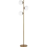 Beliani Lampadaire métal doré 153 cm 3 abat-jours en verre de forme sphérique Câble avec interrupteur Design moderne