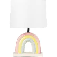 Beliani Lampe de table Multicolore Céramique Forme arc-en-ciel 42 cm Abat-jour en tissu Forme tambour Rond Câble avec interrupteur Moderne Skandi Chambre à coucher et salon