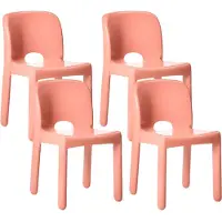 Beliani Lot de 4 chaises de salle à manger en plastique corail pour l'intérieur et l'extérieur du jardin sans bras style minimaliste