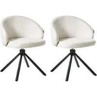 Beliani Lot de 2 chaises de salle à manger pivotantes tissu blanc crème pieds en fer noir salle à manger