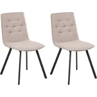 Beliani Lot de 2 chaises de salle à manger en tissu marron clair sans accoudoirs style scandinave minimaliste cuisine salle à manger