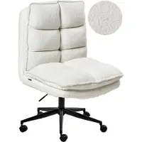 Beliani Chaise de bureau pivotante blanche avec rembourrage bouclé, assise réglable en hauteur, sans accoudoirs, bureau à domicile