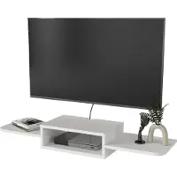 En.casa Buffet TV suspendu 'Tar' avec 3 étagères et 1 compartiment ouvert 115 x 30 x 16 cm Blanc