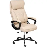 Beliani Chaise de bureau en similicuir beige, hauteur d'assise réglable, pivotante, style moderne, bureau ou espace de travail