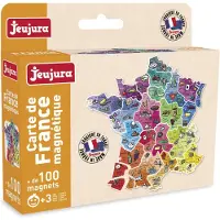 Jeujura - Carte de France magnétique - 100 caractères aimantés - Orange - Intérieur