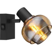 Globo Applique murale noire Tokki Verre fumé ambré