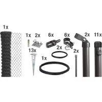 Alberts 690953 Clôture grillagée comme set complet de clôture, avec douille à enfoncer dans le sol et coussin pour les genoux, anthracite métallique, hauteur 100 cm, longueur 25 m