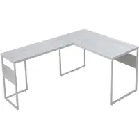 En.casa Bureau 'Karlstang' en forme de L structure en acier 166 x 120 x 75 cm avec veines de bois gris clair