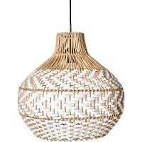 Beliani Lampe Suspension Yauco Rotin Blanc