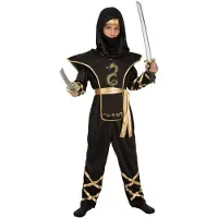 MOM Black Ninja Costume Noir 10-12 Years Enfants