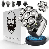 Sansbeauté Rasoir 6-en-1 pour hommes + tête de rasage supplémentaire - Tondeuse - SkullSharp PRO Magnetic - Wet & Dry - Skull Shaver - Face and Head Shaver - Head Shave - Cordless Charging -
