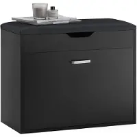 SoBuy Meuble à chaussures - FSR95-SCH - Coussin rembourré - Pliable - 60 x 30 x 49 Cm - Noir