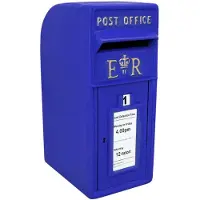 MonsterShop Boîte postale en fonte bleue Royal Mail – verrouillable, murale ou sur poteau, résistante aux intempéries, 2 clés dorées incluses