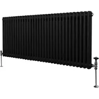 MonsterShop Radiateur Traditionnel à 2 Colonnes Chauffage Horizontal Noir 600 x 1462mm