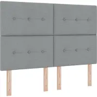 vidaXL Lit boxspring avec bandes lumineuses LED, gris clair, 140 x 190 cm, tissu