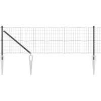 vidaXL Clôture avec poteaux Gris 0,8 x 25 m Acier et PVC