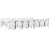 vidaXL Ensemble de table et chaises d'extérieur , avec coussins, 15 pièces, blanc, en polypropylène