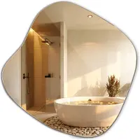 Tulup Miroir géométrique moderne Décoratif 67,6 x 67 cm Moderne stylé Miroir de maquillage de maquilleur de rasage Chambre à coucher Salon Séjour Salle de bain Miroir moderne