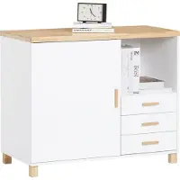 SoBuy Caisson De Bureau À Roulettes Effet Bois Blanc Avec Tiroirs Et Porte