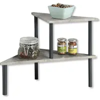 Kesper Étagère de cuisine Étagère d'angle de cuisine avec 2 niveaux - aspect béton - 53 x 38 x 38 cm -  - Étagère en métal & panneau de fibres laqué - 27811