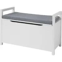 SoBuy FSR76-W Banc coffre avec rangement - Banc à chaussures avec coussin d'assise